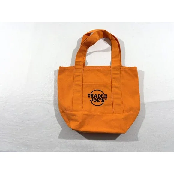 Trader Joe's Trick Treat Mini Canvas Tote Bag Orange Black Purple Multi Lot 4 - Picture 11 of 12